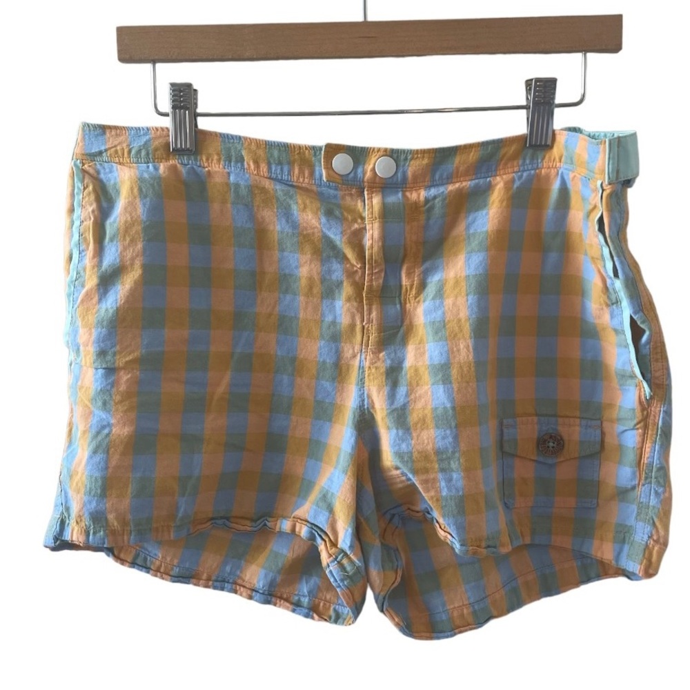 el Tuggle Checkered Print Vintage LOOKING Swim Trunks/ W 32